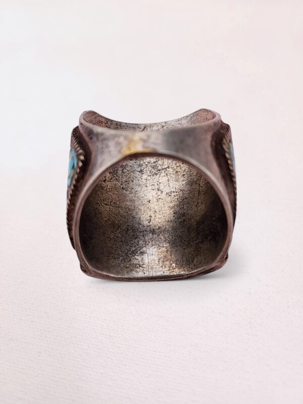 Vintage Tibetan Silver, Turquoise & Coral Ring - Image 5