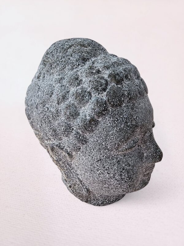 Pewter, Concrete and Mica Buddha Head - Image 3