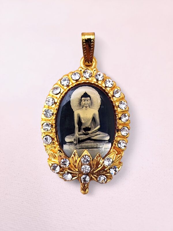 Buddha pendant with rhinestones and Mahabodhi Temple from Bodh Gaya