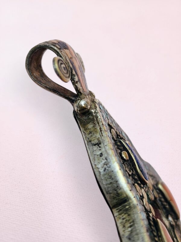 Vintage Tibetan Silver Pendant with Turquoise, Amber, Coral & Lapis - Image 10