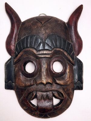 Thailand Demon Hand-Carved Wooden Mask