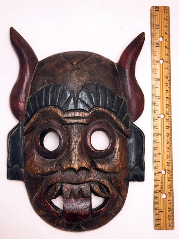 Thai Demon Hand-Carved Wooden Mask - Image 5
