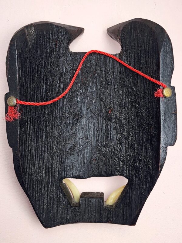 Japanese Oni Hand-Carved Wooden Mask - Image 6
