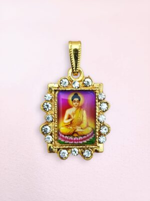 Seated Buddha and Mahabodhi Temple Pendant from Bodhgaya, India
