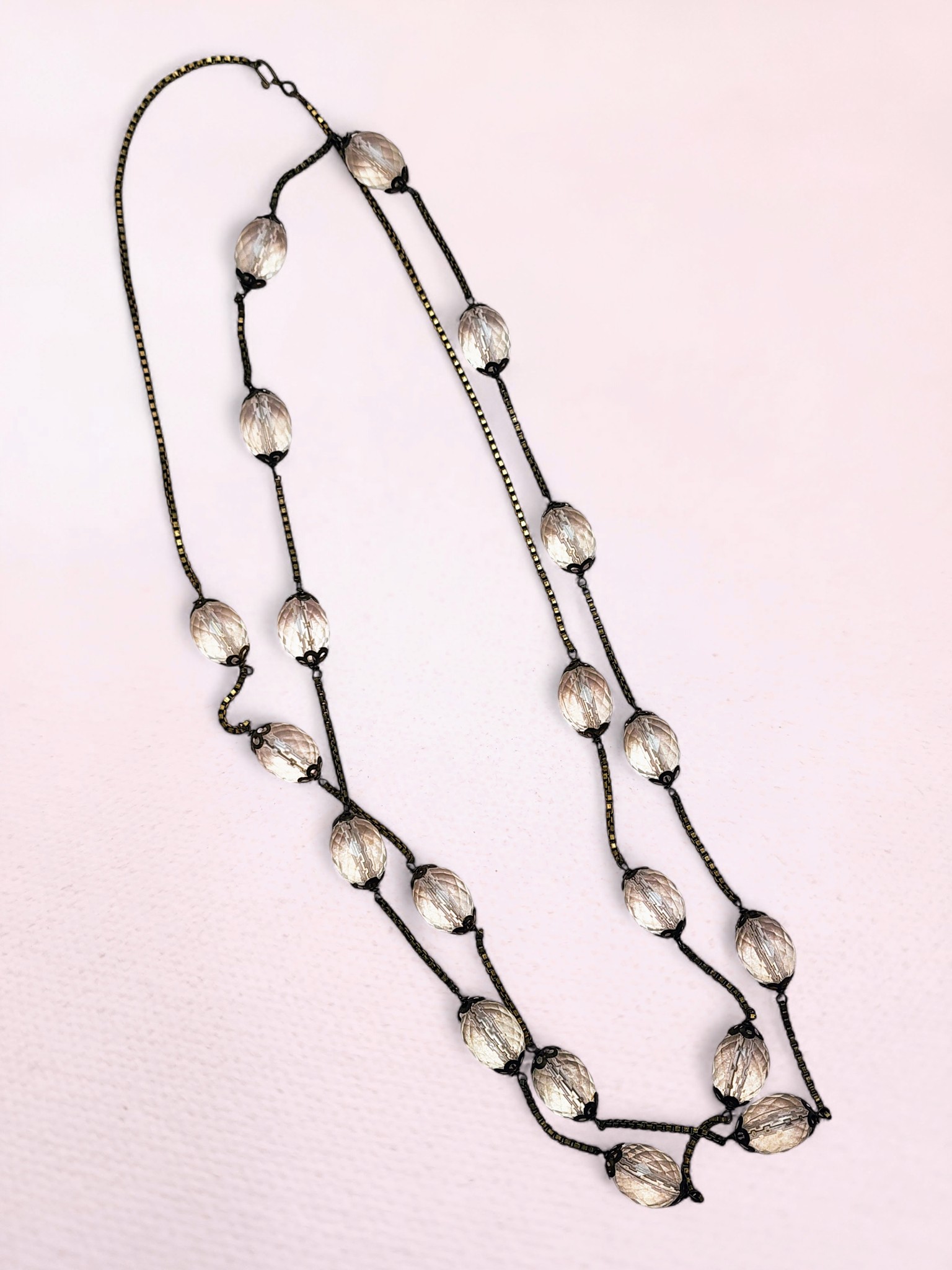 Vintage Brass and Resin Bead Necklace from Sri Lanka - Image 2