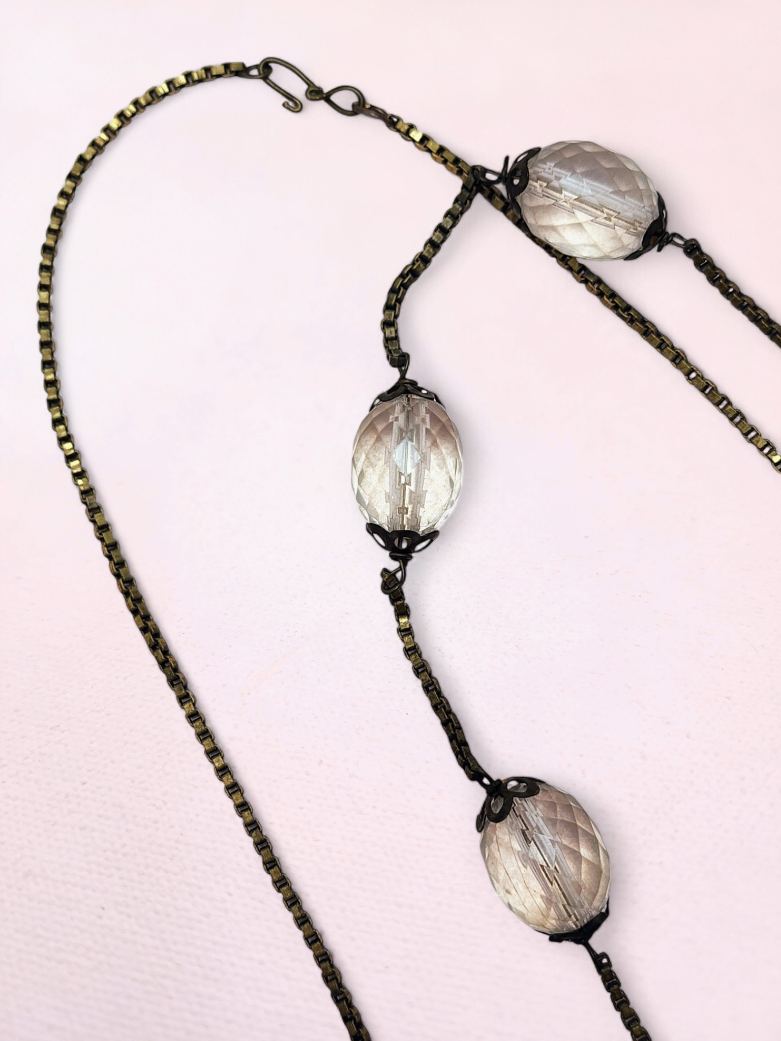 Vintage Brass and Resin Bead Necklace from Sri Lanka - Image 3