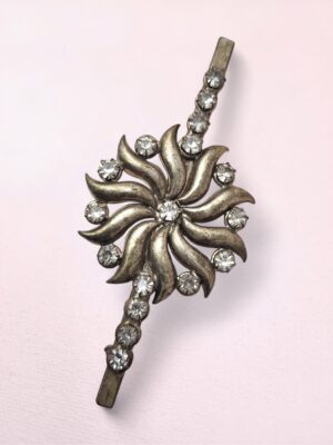Sri Lankan 1940s Starburst Brooch with Crystal Rhinestones