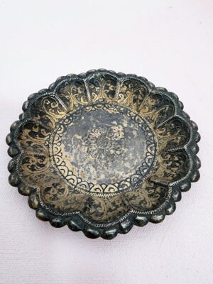 Silver Plate Brass Floral Dish from Mumbai
