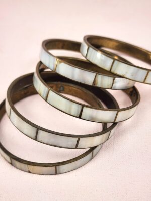 Mother of Pearl Bangle Bracelet from Mumbai | Vintage Natural Shell Inlay Stacking Bracelet