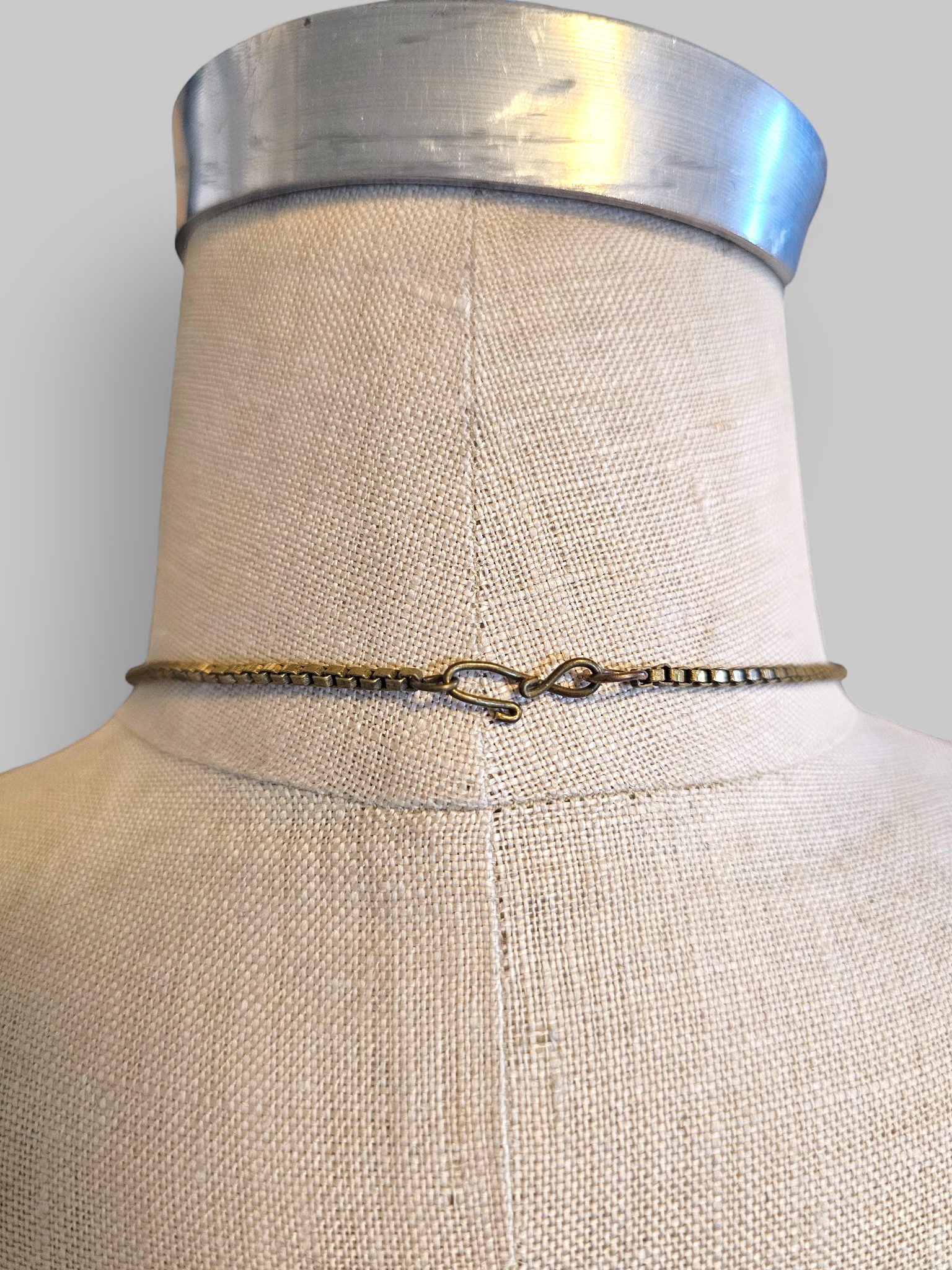 Vintage Brass and Resin Bead Necklace from Sri Lanka | Long Station Boho Chain with Clear Faceted Beads