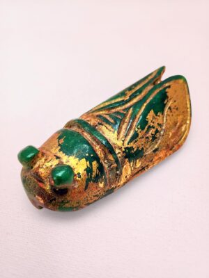 Green Stone Scarab Amulet with Luang Pu Tuad