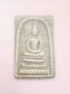 Phra Somdej Buddha Amulet with Crackle Glaze Thai Sacred Clay Pendant