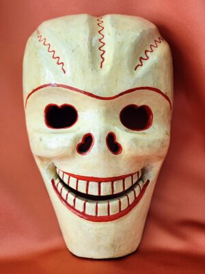 Authentic Citipati Skull Mask - Hand-Carved Wooden Tibetan Skull Made in Nepal Large Buddhist Ritual Mask