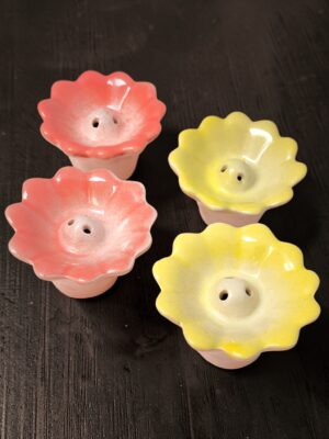 Sri Lanka Ceramic Lotus Incense Holder | Pastel Flower Incense Stand | Handmade Ceramic Incense Dish