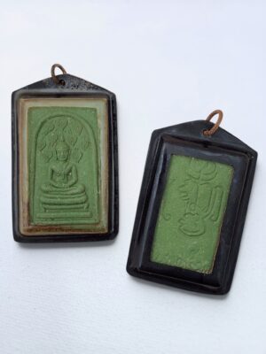 Phra Somdej Bodhi Leaf Buddha Amulet | Thai Green Sacred Clay Amulet Pendant | Prokpo Buddha Thai Buddhist Charm