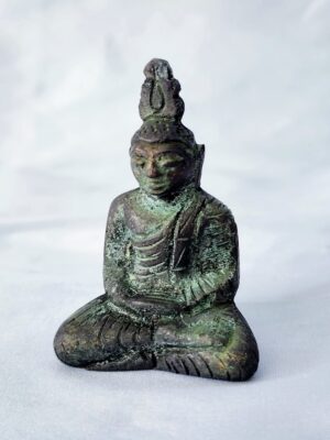 Small Cast Brass Buddha Statue from Sri Lanka Verdigris Patina Meditation Figure Southeast Asian Buddhist Art