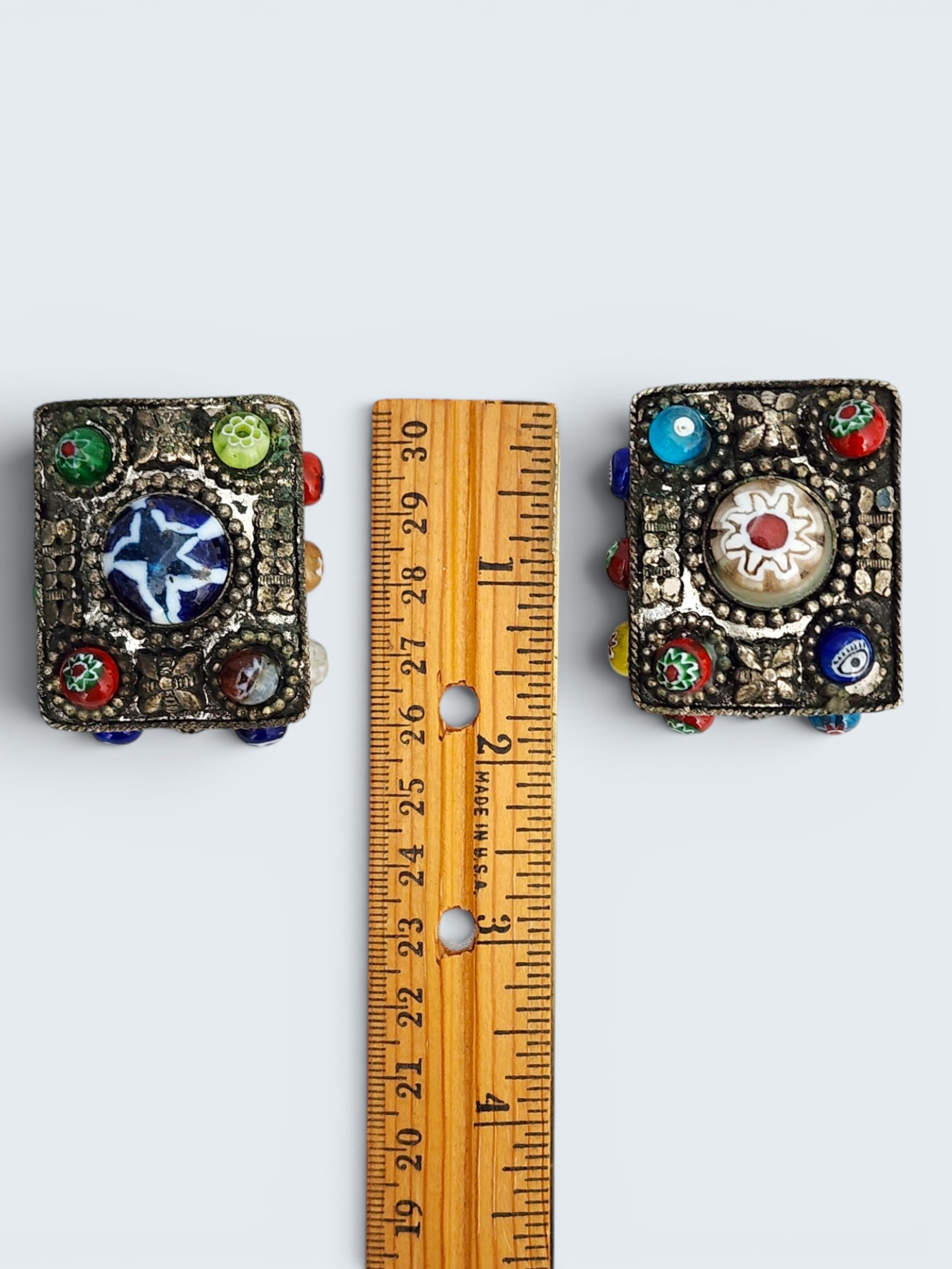 Millefiori Glass Bead & Metal Trinket Box from India - Image 12
