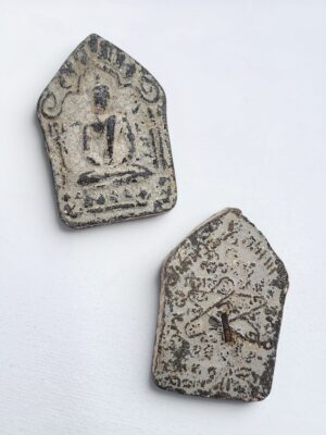 Vintage Phra Khun Paen Thai Amulet | Sacred Clay Khun Paen with Takrut | Thai Charm Amulet Metta Protection