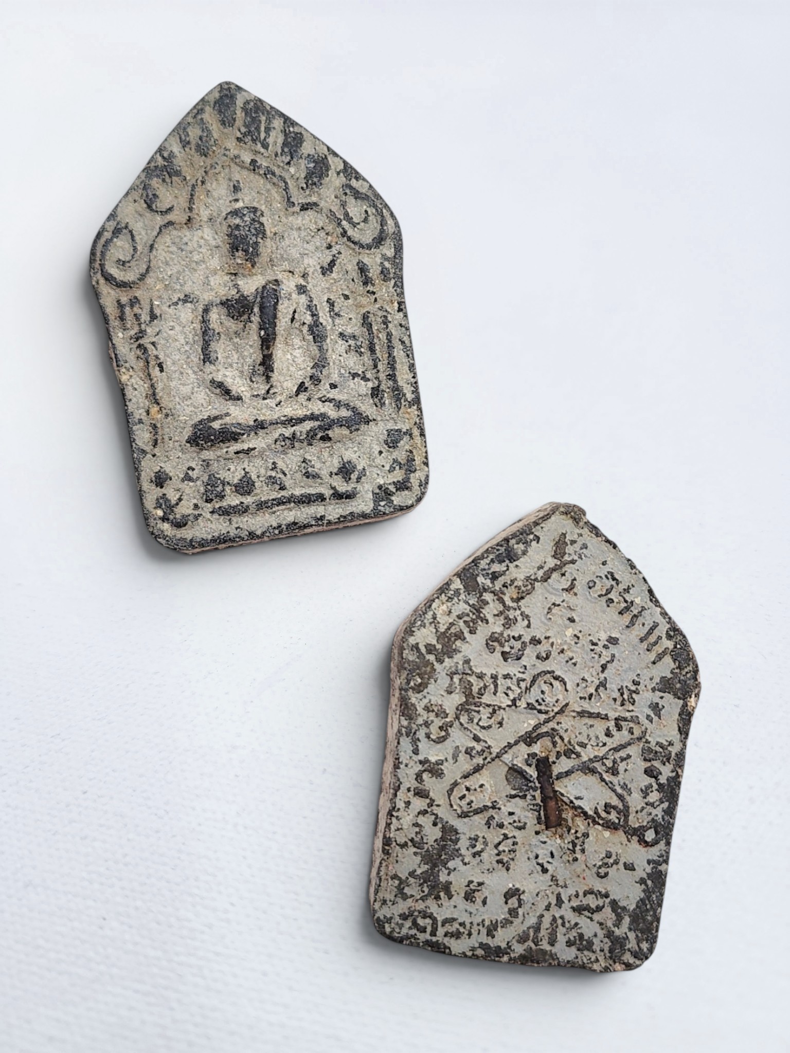 Vintage Phra Khun Paen Thai Amulet | Sacred Clay Khun Paen with Takrut | Thai Charm Amulet Metta Protection