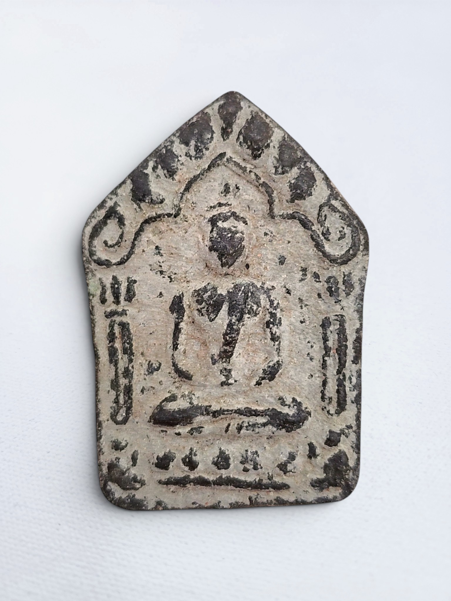 Vintage Phra Khun Paen Thai Amulet | Sacred Clay Khun Paen with Takrut | Thai Charm Amulet Metta Protection