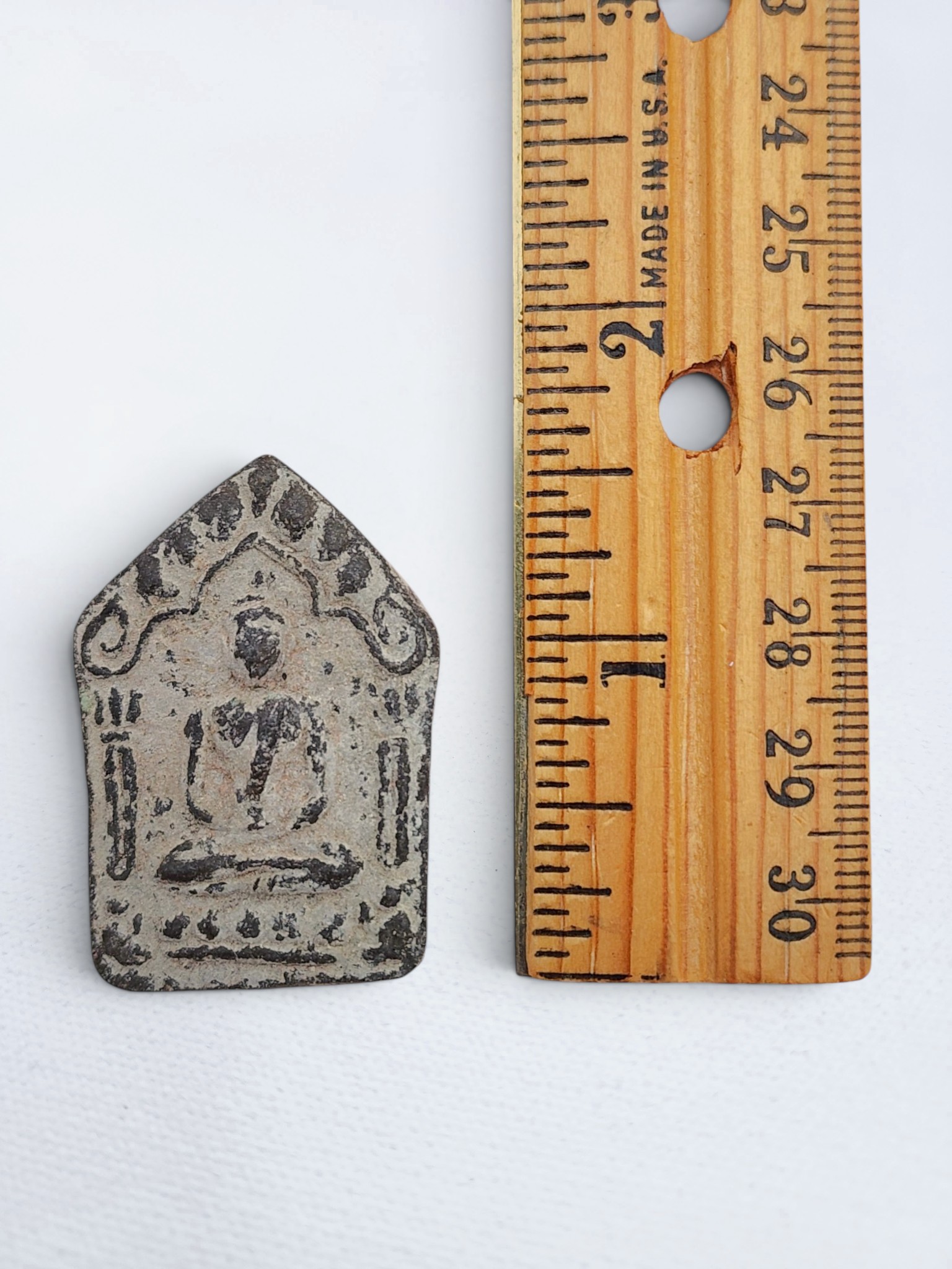 Vintage Phra Khun Paen Thai Amulet | Sacred Clay Khun Paen with Takrut | Thai Charm Amulet Metta Protection