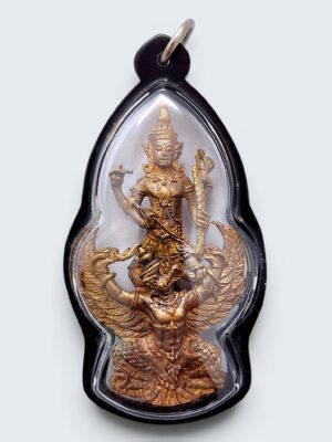 Vishnu Garuda Brass Amulet Thailand | Phra Narai on Garuda Pendant | Thai Hindu Deity Amulet Necklace