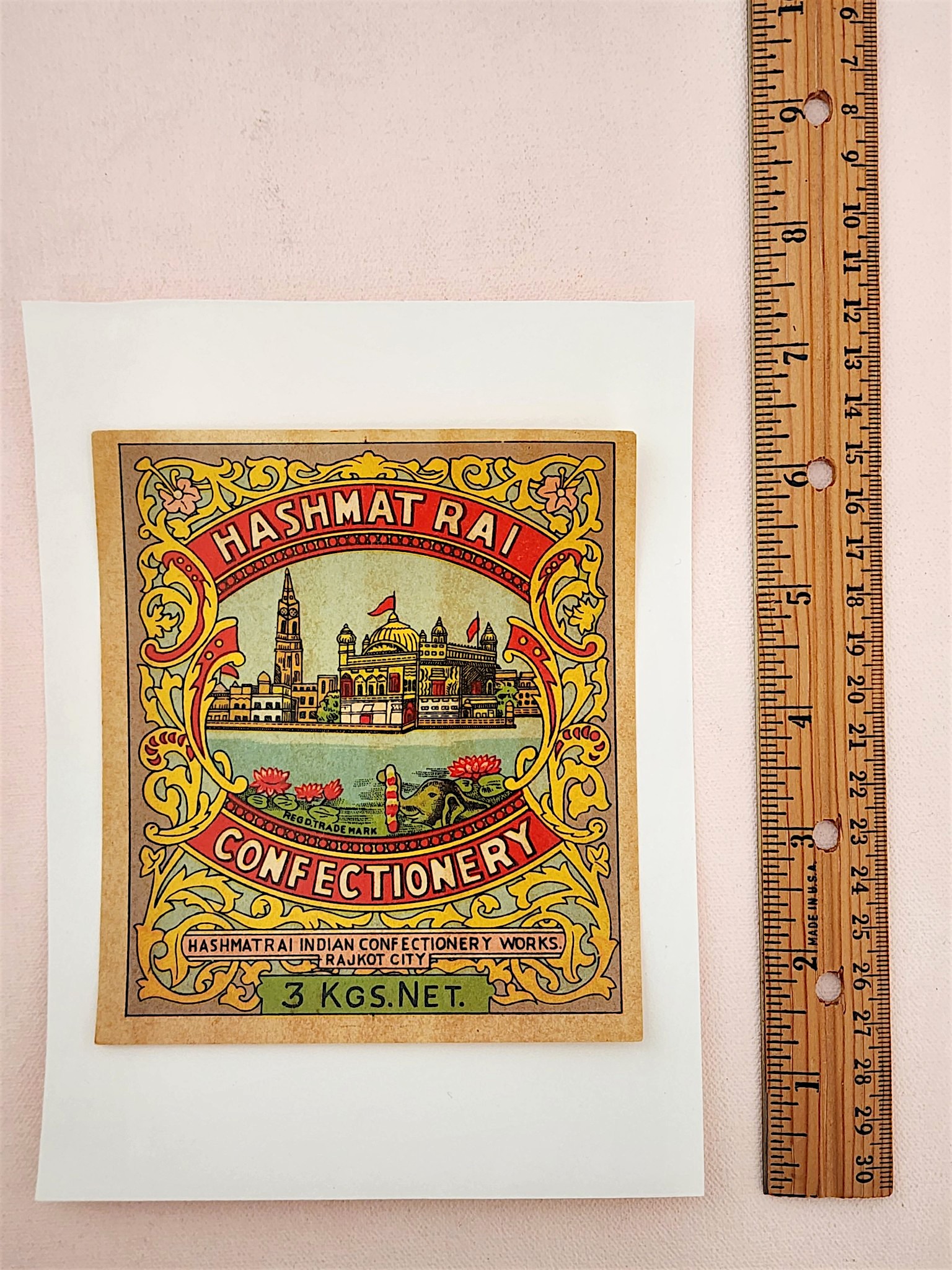 Vintage Hashmat Rai Confectionery Label from India - Image 8