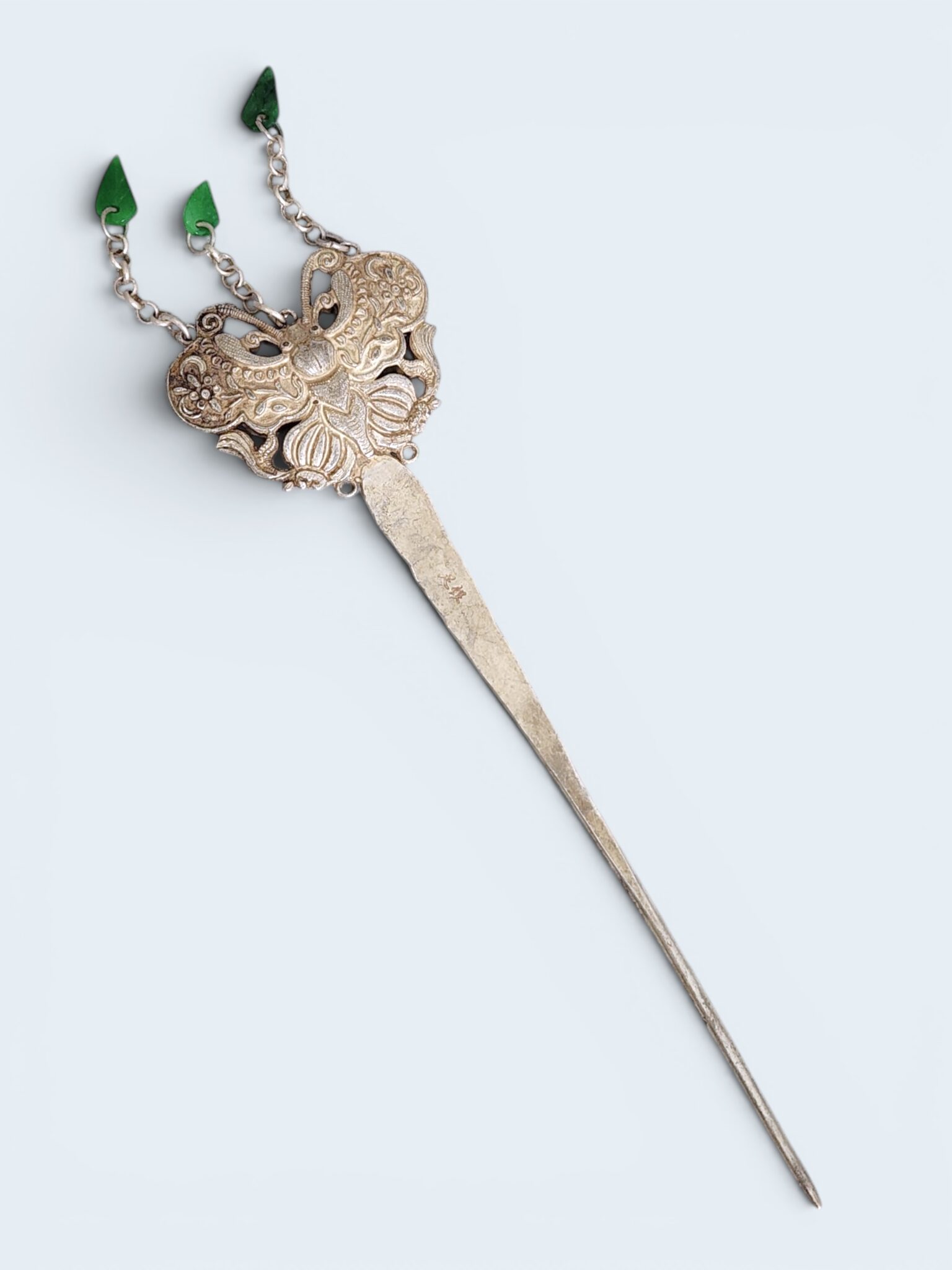 Chinese Butterfly Hairpin with Jade Leaf Buyao Chains - Image 6