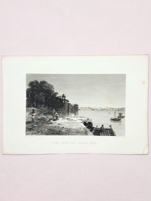 Agra Jahara Baug Antique Engraving | Victorian India Steel Engraving Print | 19th Century Agra River Book Plate