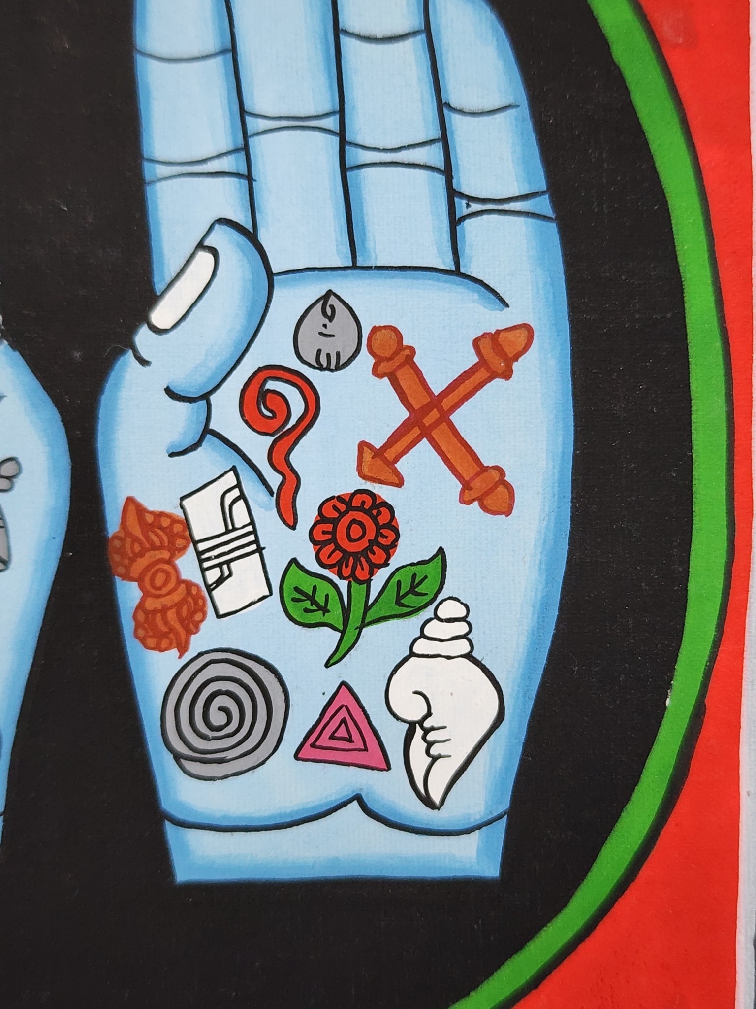 Handpainted Buddha's Hands Hamsa Healing Canvas Painting - Image 3
