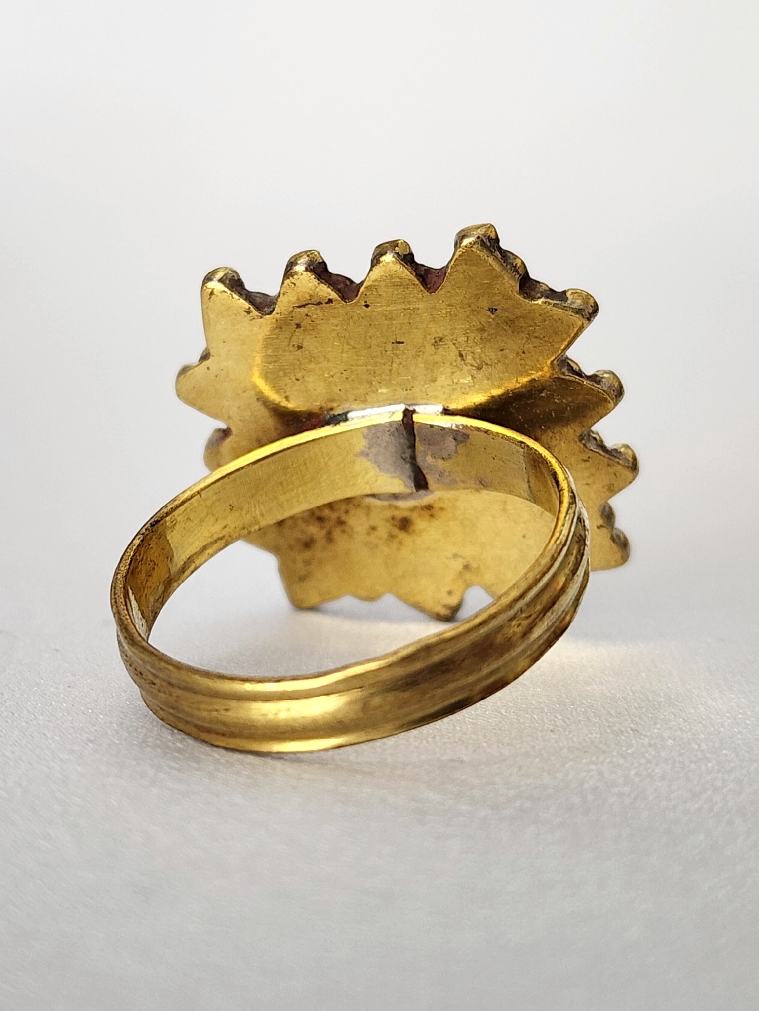 Nepalese Brass Ring with Coral & Turquoise - Image 4