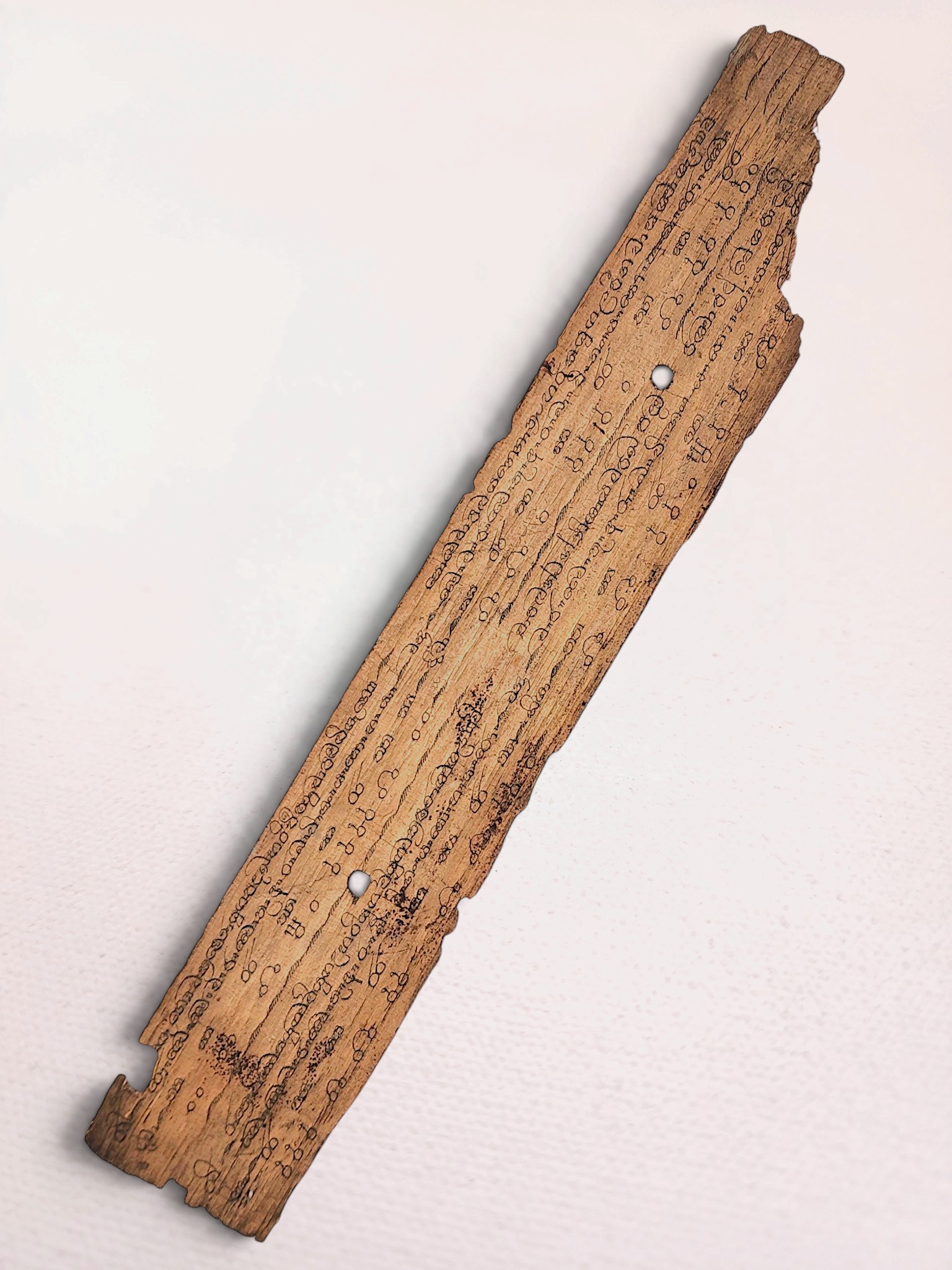 19th Century Buddhist Palm Leaf Manuscript with Sinhala Script, Inscribed on Both Sides