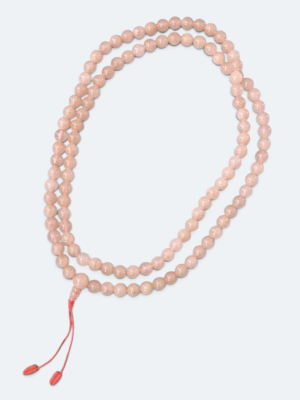 Rose Pink Quartz 108 Bead Mala Necklace from Nepal with Guru Bead and Tassel
