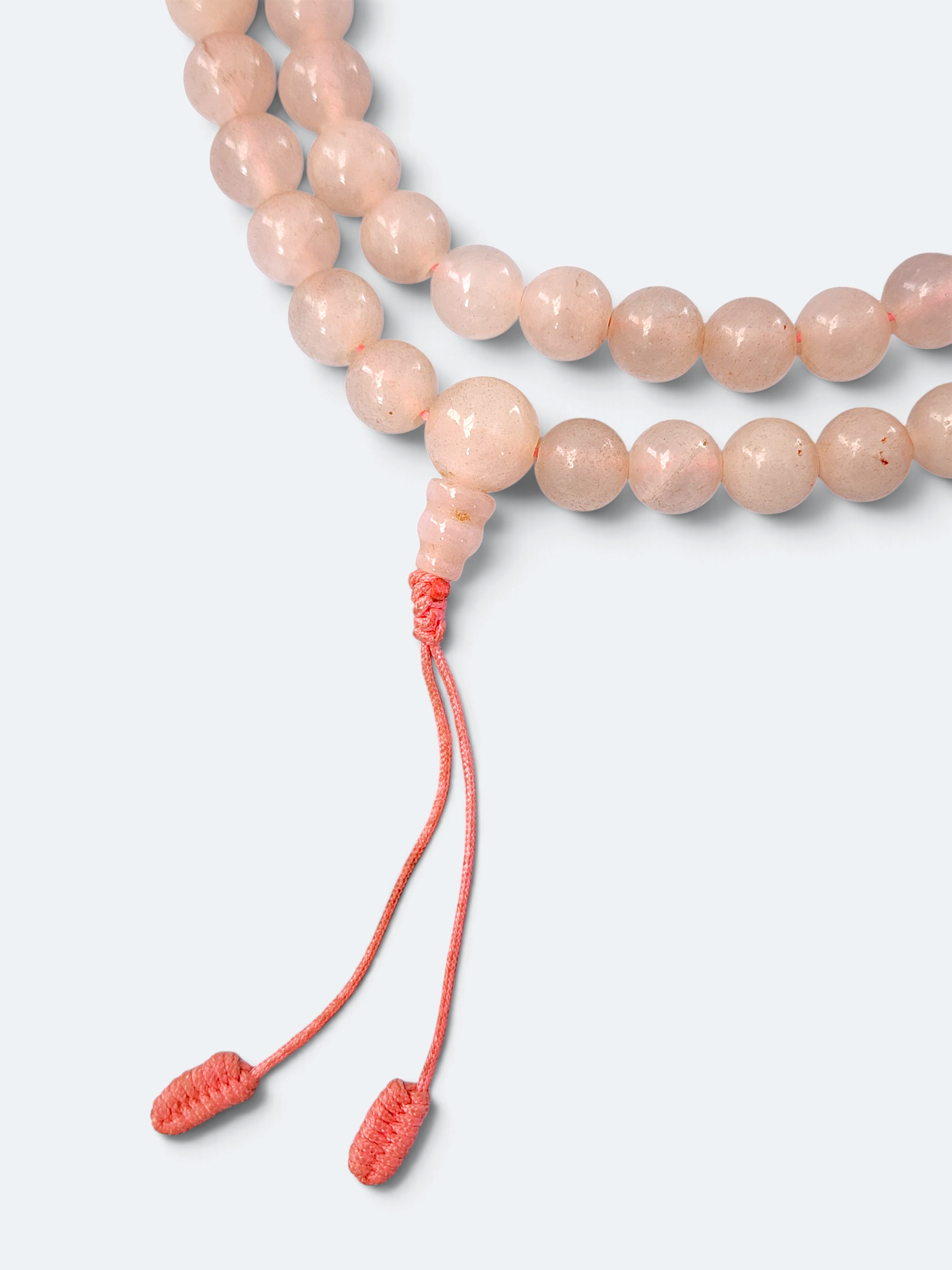 Pink Rose Quartz Mala, 108 Bead Buddhist Prayer Necklace - Image 3